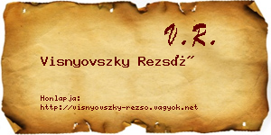 Visnyovszky Rezső névjegykártya